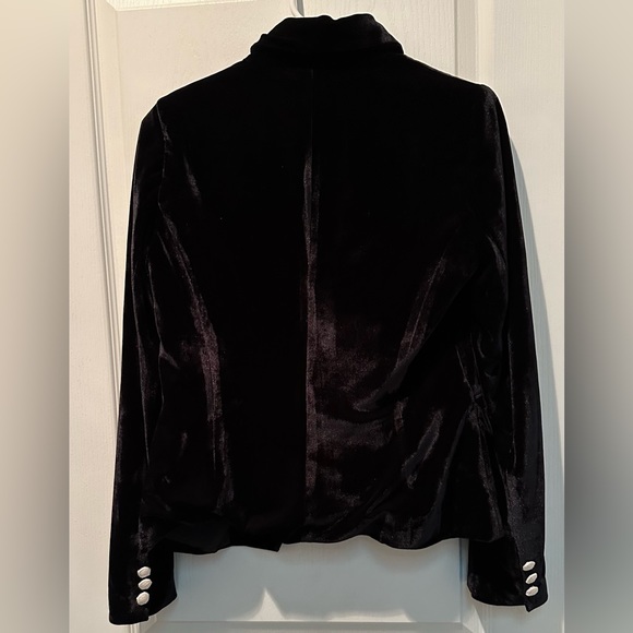 NWT Rachel Zoe Black Velvet Double Breasted Waistcoat Jacket w Gold Tone Buttons - Picture 6 of 11